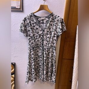 Max Studio Black and White Floral Midi Dress